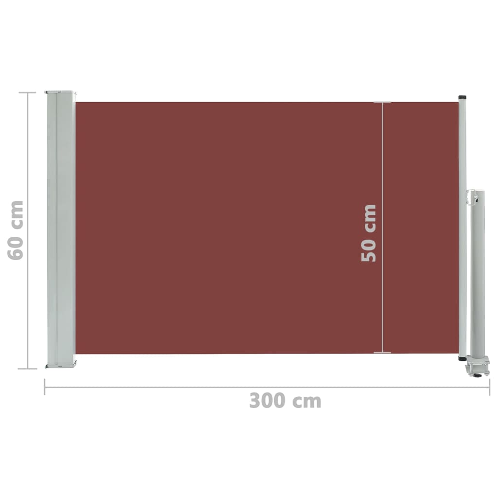 vidaXL Patio Retractable Side Awning 23.6"x118.1" Brown