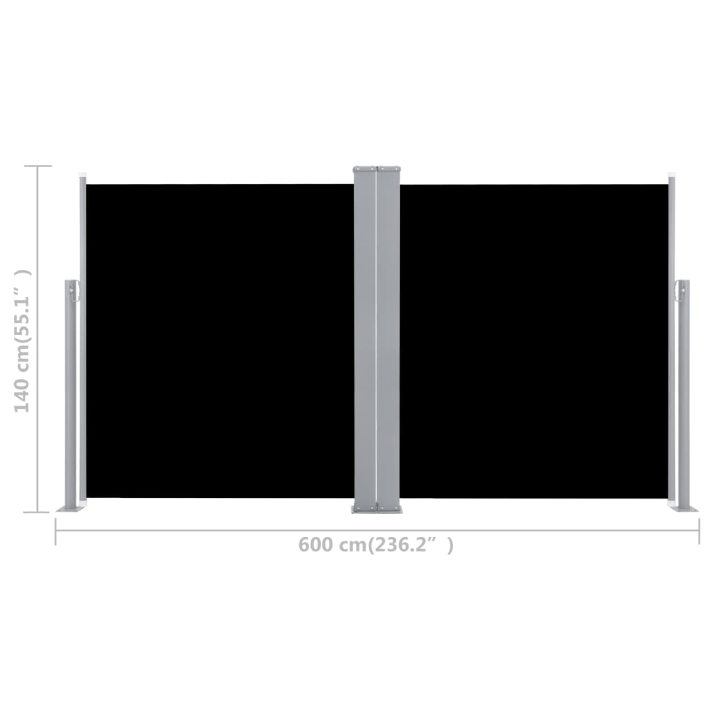 vidaXL Retractable Side Awning Black 55.1"x236.2"