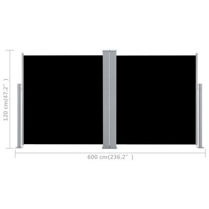 vidaXL Retractable Side Awning Black 47.2"x236.2"