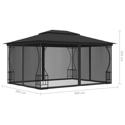 vidaXL Gazebo with Nets 9.8'x13.1'x8.7' Anthracite