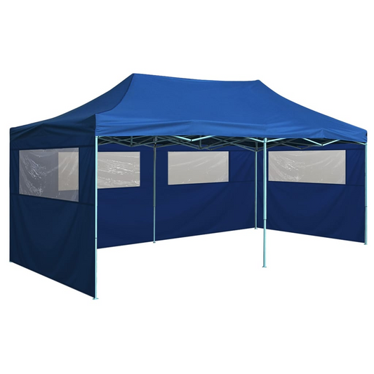 vidaXL Professional Folding Party Tent with 4 Sidewalls 9.8'x19.7' Steel Blue