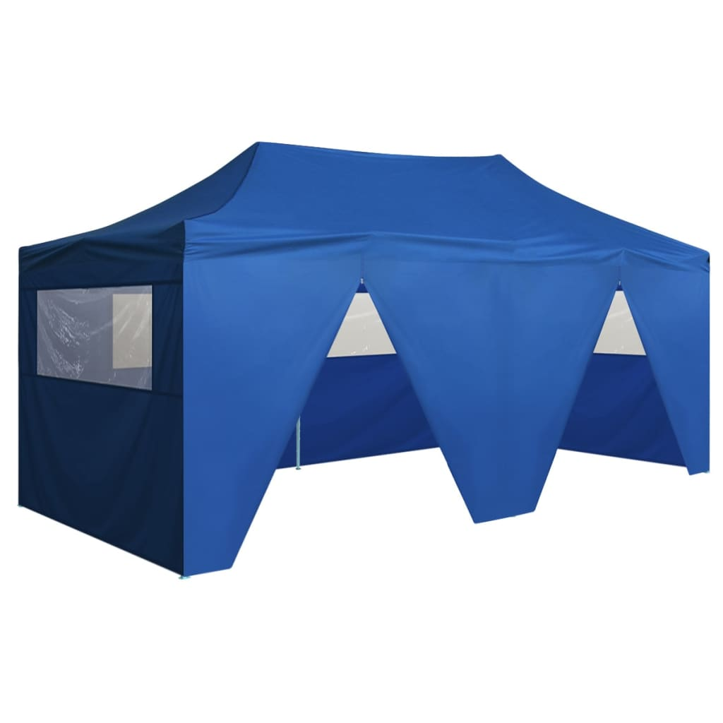 vidaXL Professional Folding Party Tent with 4 Sidewalls 9.8'x19.7' Steel Blue