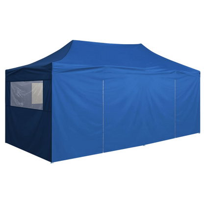 vidaXL Professional Folding Party Tent with 4 Sidewalls 9.8'x19.7' Steel Blue