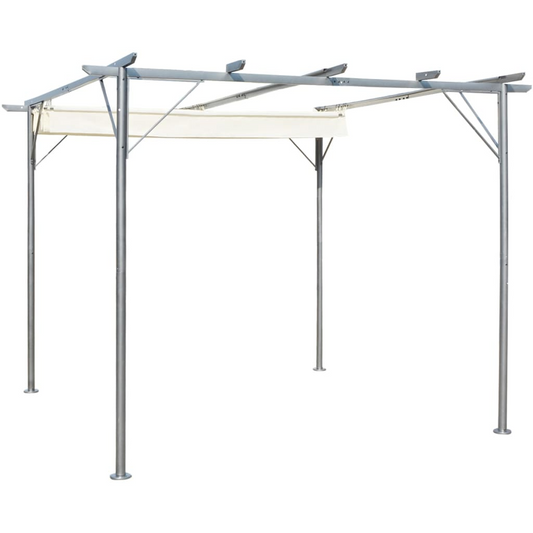 vidaXL Pergola with Retractable Roof Cream White 9.8'x9.8' Steel