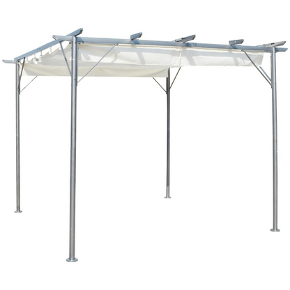 vidaXL Pergola with Retractable Roof Cream White 9.8'x9.8' Steel