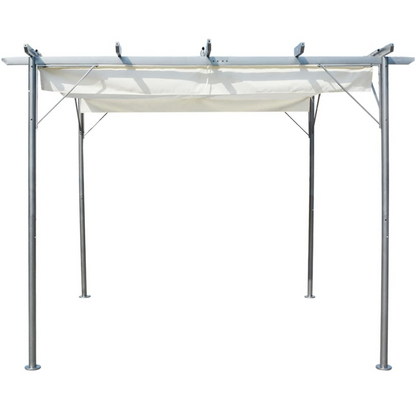 vidaXL Pergola with Retractable Roof Cream White 9.8'x9.8' Steel