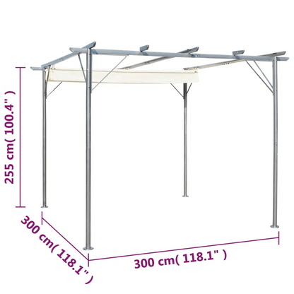 vidaXL Pergola with Retractable Roof Cream White 9.8'x9.8' Steel