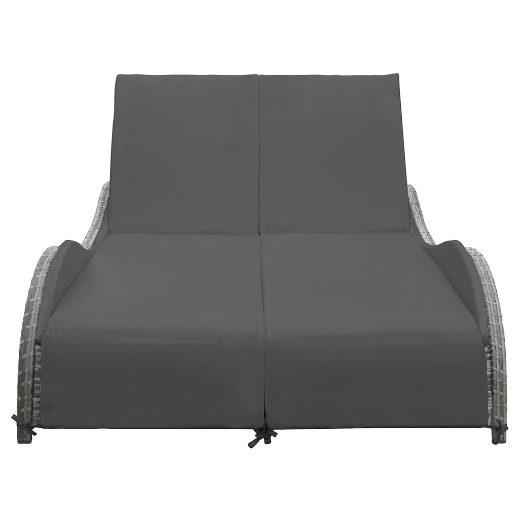 vidaXL Double Sun Lounger with Cushion Poly Rattan Anthracite