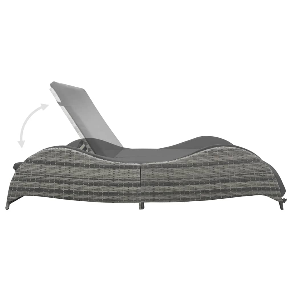 vidaXL Double Sun Lounger with Cushion Poly Rattan Anthracite