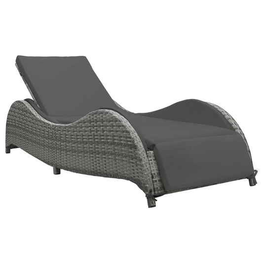 vidaXL Sun Lounger with Cushion Poly Rattan Anthracite