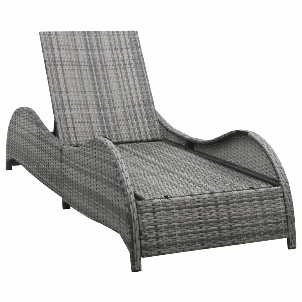 vidaXL Sun Lounger with Cushion Poly Rattan Anthracite