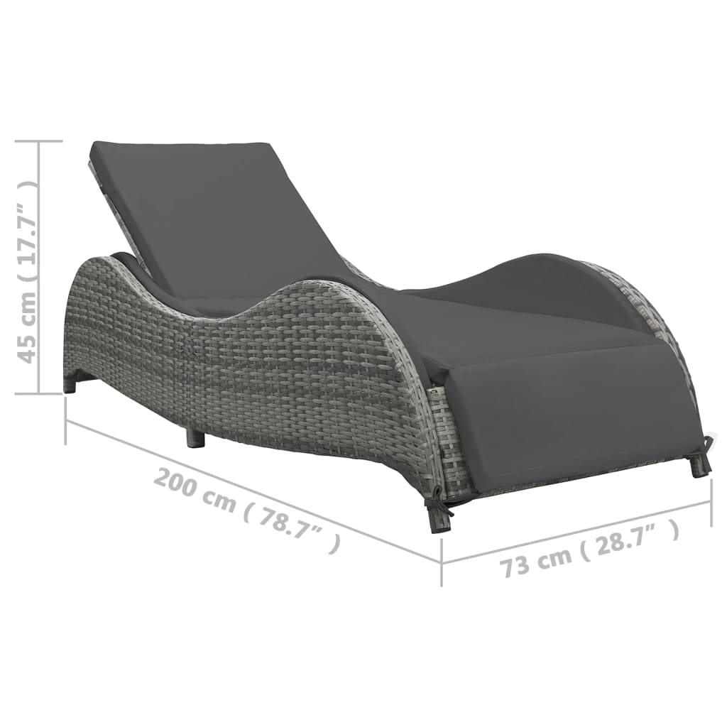 vidaXL Sun Lounger with Cushion Poly Rattan Anthracite