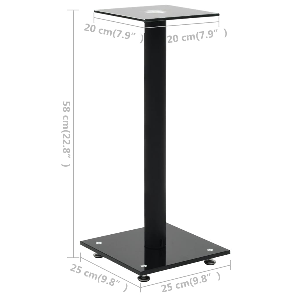 vidaXL Speaker Stands 2 pcs Tempered Glass 1 Pillar Design Black