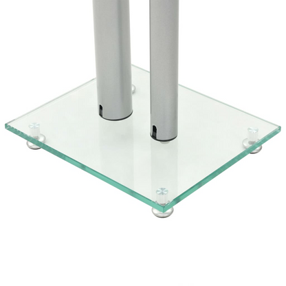 vidaXL Speaker Stands 2 pcs Tempered Glass 2 Pillars Design Silver