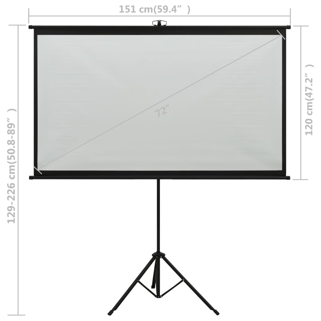 vidaXL Projection Screen with Tripod 72" 4:3