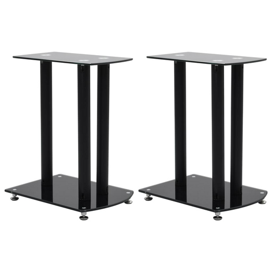 vidaXL Aluminum Speaker Stands 2 pcs Black Safety Glass