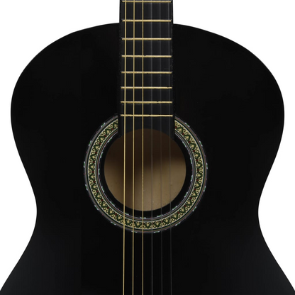 vidaXL Classical Guitar for Beginner Black 4/4 39" Basswood