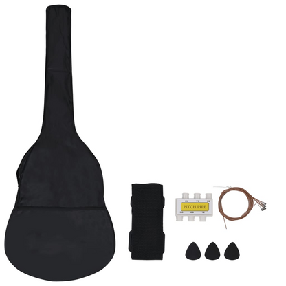 vidaXL 8 Piece Classical Guitar Beginner Set Black 1/2 34"