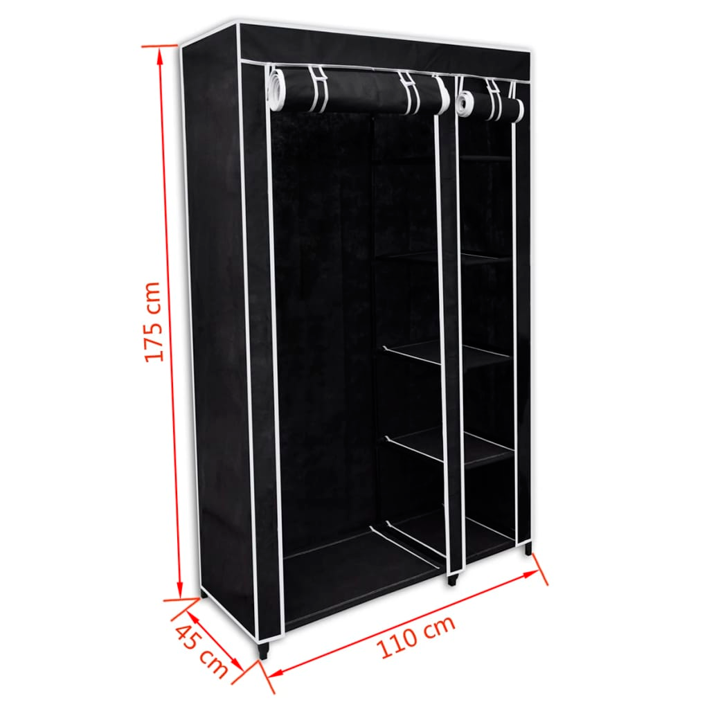 vidaXL Folding Wardrobe Black 43" x 18" x 69"