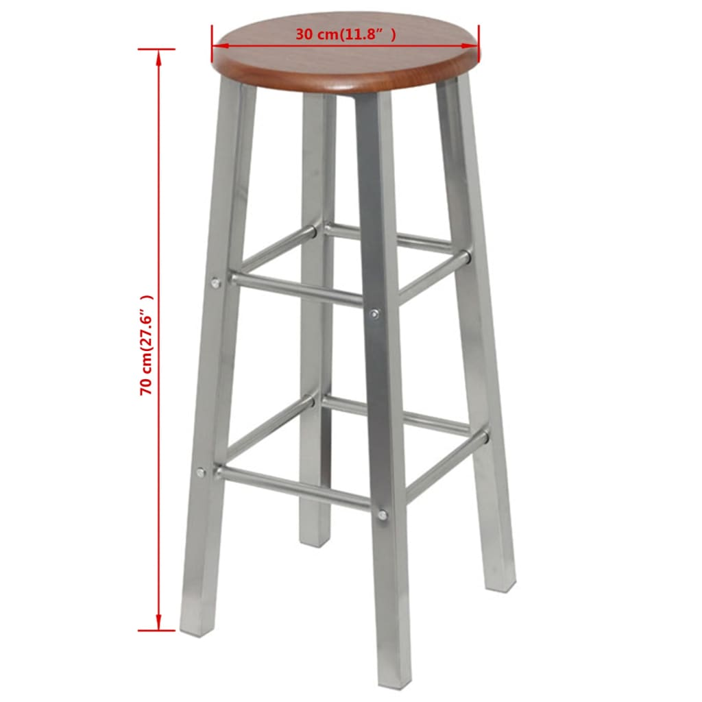 vidaXL Bar Stools 2 pcs Metal with MDF Seat