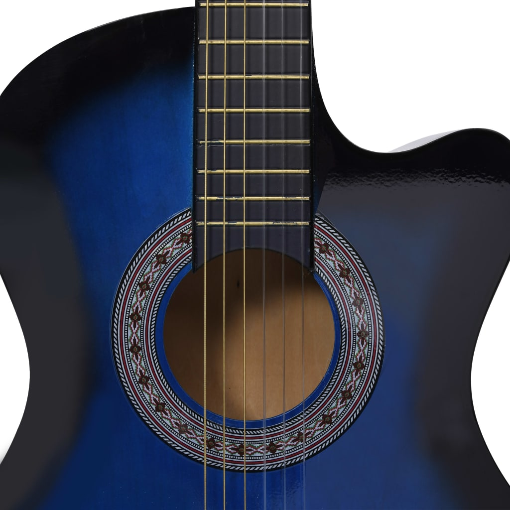 vidaXL Western Classical Cutaway Guitar with 6 Strings Blue Shaded 38"