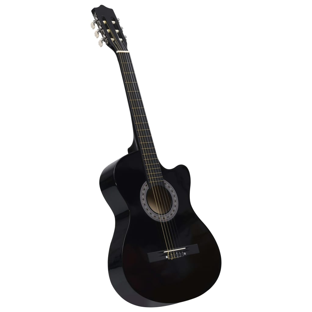 vidaXL Western Classical Cutaway Guitar with 6 Strings Black 38"