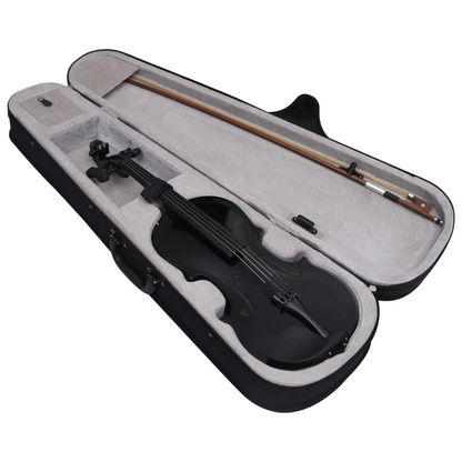 vidaXL Violin Full Set with Bow and Chin Rest Black 4/4