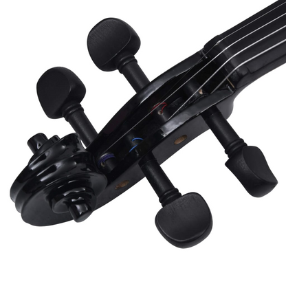 vidaXL Violin Full Set with Bow and Chin Rest Black 4/4