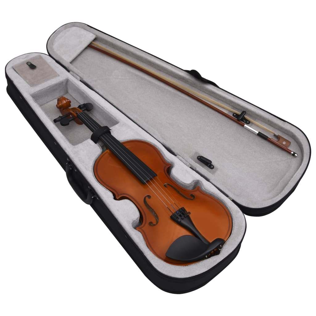 vidaXL Violin Full Set with Bow and Chin Rest Dark Wood 4/4