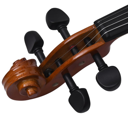 vidaXL Violin Full Set with Bow and Chin Rest Dark Wood 4/4