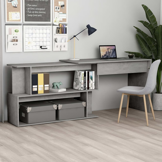 vidaXL Corner Desk Concrete Gray 78.7"x19.7"x29.9" Engineered Wood