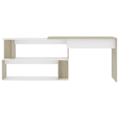 vidaXL Corner Desk White and Sonoma Oak 78.7"x19.7"x29.9" Engineered Wood