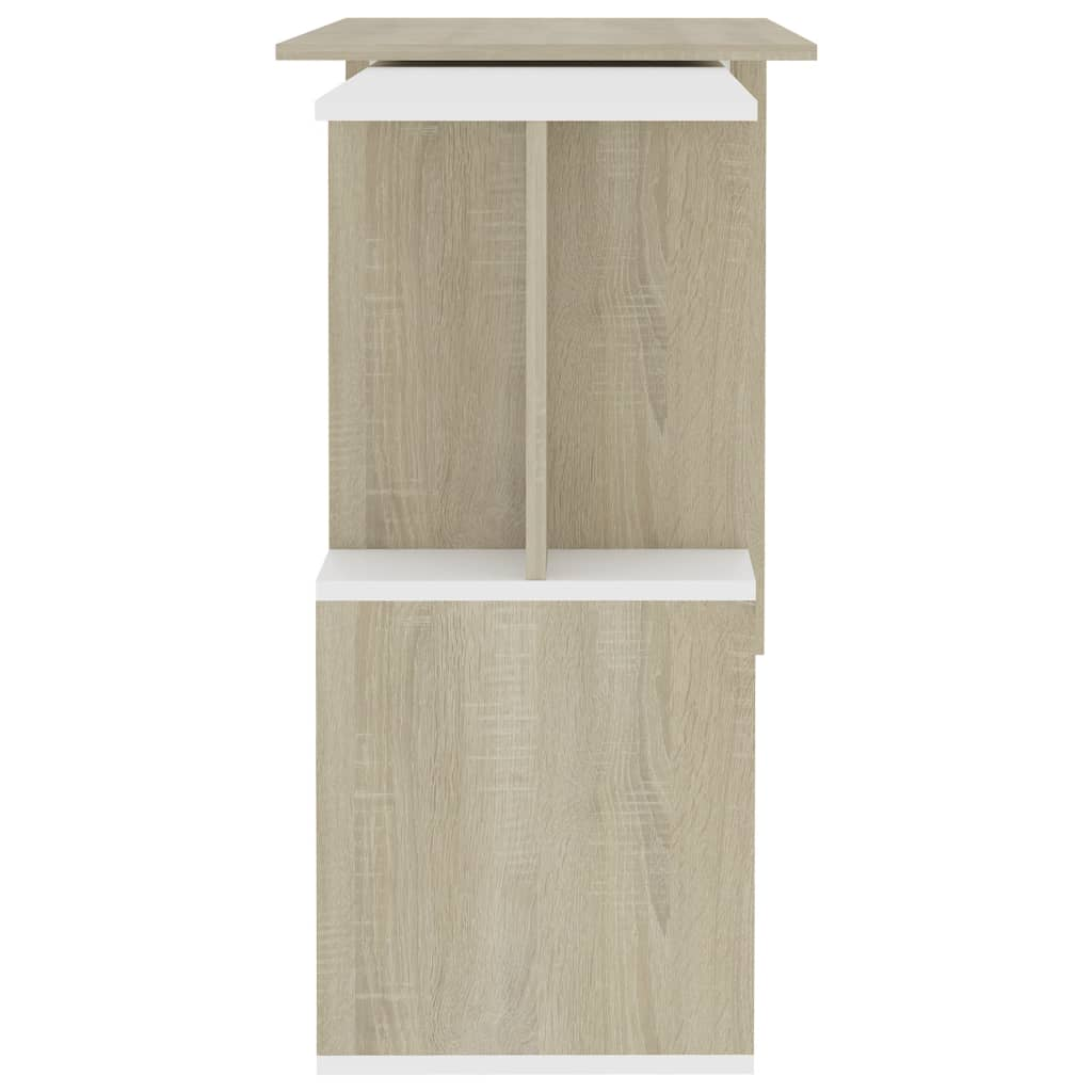 vidaXL Corner Desk White and Sonoma Oak 78.7"x19.7"x29.9" Engineered Wood