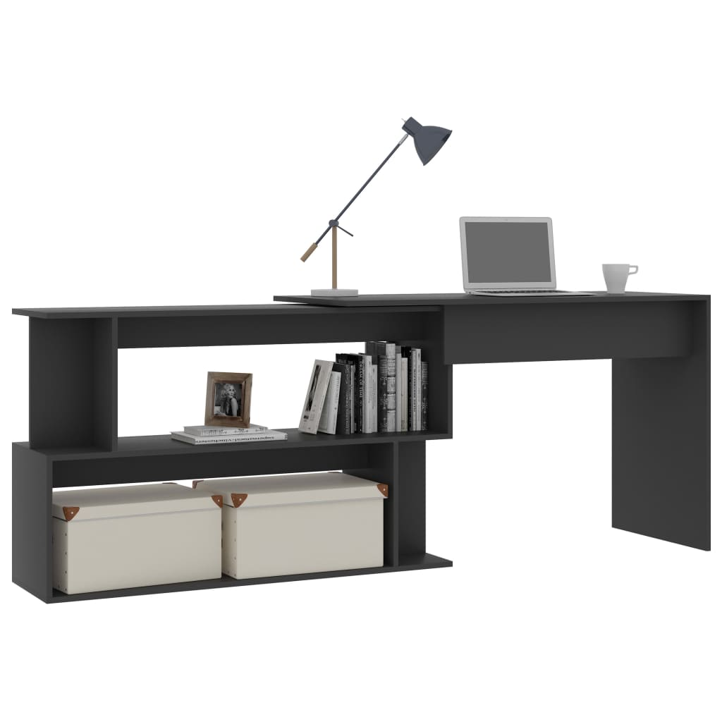 vidaXL Corner Desk Gray 78.7"x19.7"x29.9" Engineered Wood