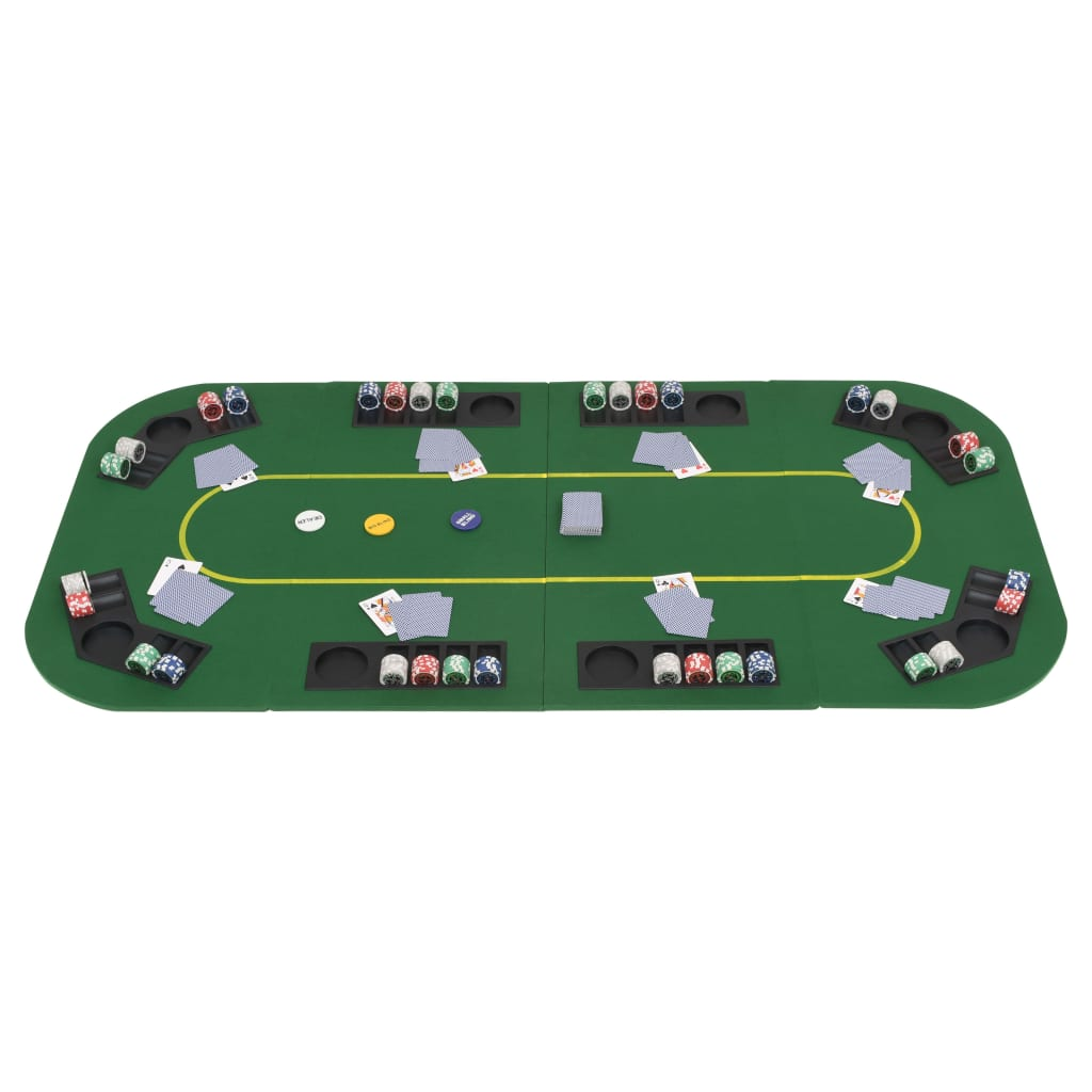 vidaXL 8-Player Folding Poker Tabletop 4 Fold Rectangular Green