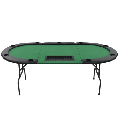 vidaXL 9-Player Folding Poker Table 3 Fold Oval Green