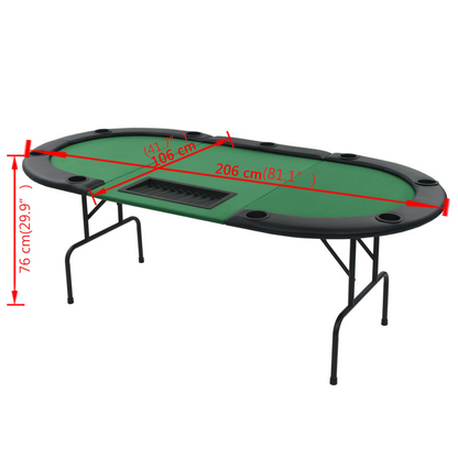 vidaXL 9-Player Folding Poker Table 3 Fold Oval Green