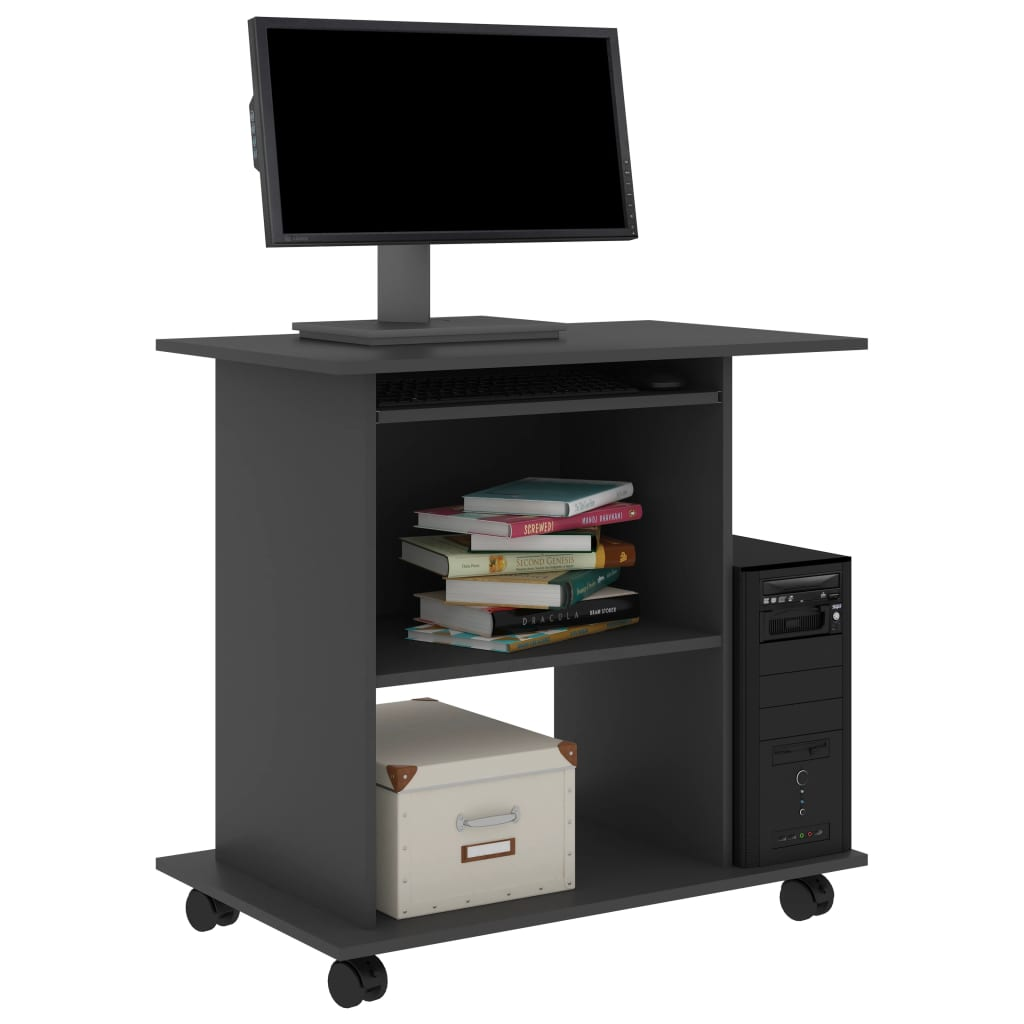 vidaXL Computer Desk Gray 31.5"x19.7"x29.5" Engineered Wood