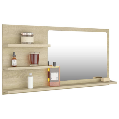 vidaXL Bathroom Mirror Sonoma Oak 35.4"x4.1"x17.7" Engineered Wood