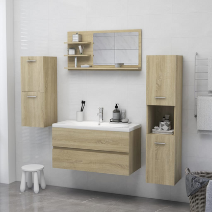 vidaXL Bathroom Mirror Sonoma Oak 35.4"x4.1"x17.7" Engineered Wood