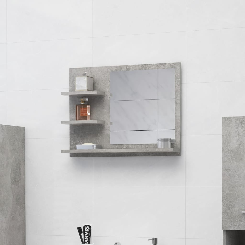 vidaXL Bathroom Mirror Concrete Gray 23.6"x4.1"x17.7" Engineered Wood