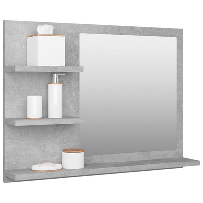 vidaXL Bathroom Mirror Concrete Gray 23.6"x4.1"x17.7" Engineered Wood