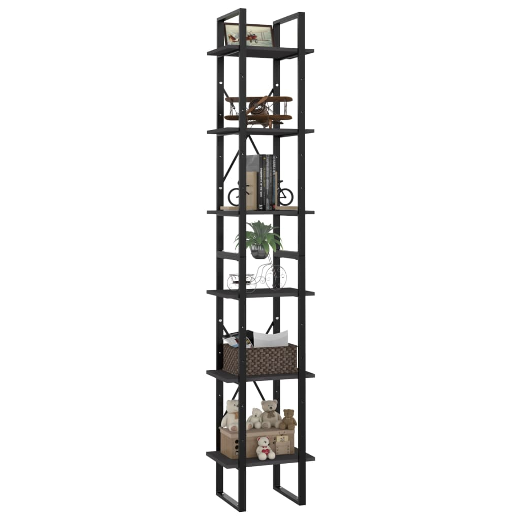 vidaXL 6-Tier Book Cabinet Gray 15.7"x11.8"x82.7" Engineered Wood