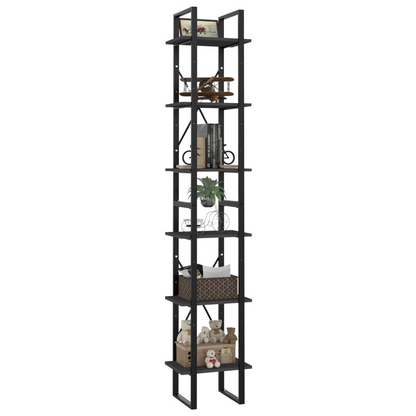 vidaXL 6-Tier Book Cabinet Gray 15.7"x11.8"x82.7" Engineered Wood