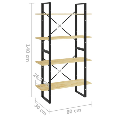 vidaXL 4-Tier Book Cabinet 31.5"x11.8"x55.1" Solid Pine Wood