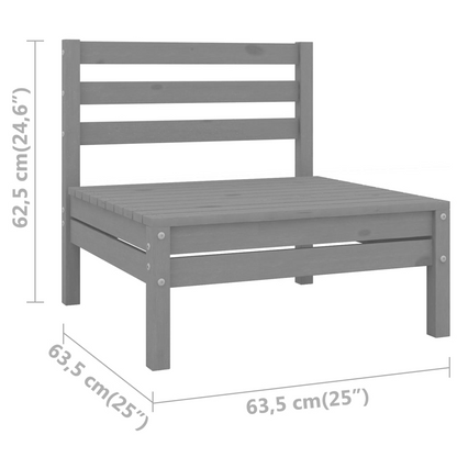 vidaXL Patio Middle Sofa Gray Solid Wood Pine