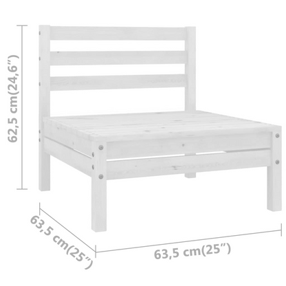 vidaXL Patio Middle Sofa White Solid Pinewood