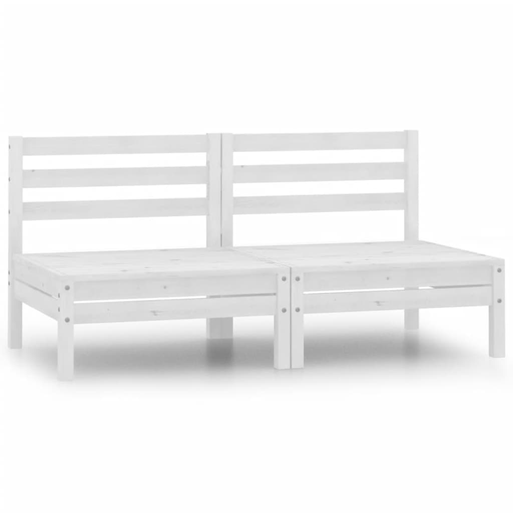 vidaXL Patio Middle Sofas 2 pcs White Solid Wood Pine