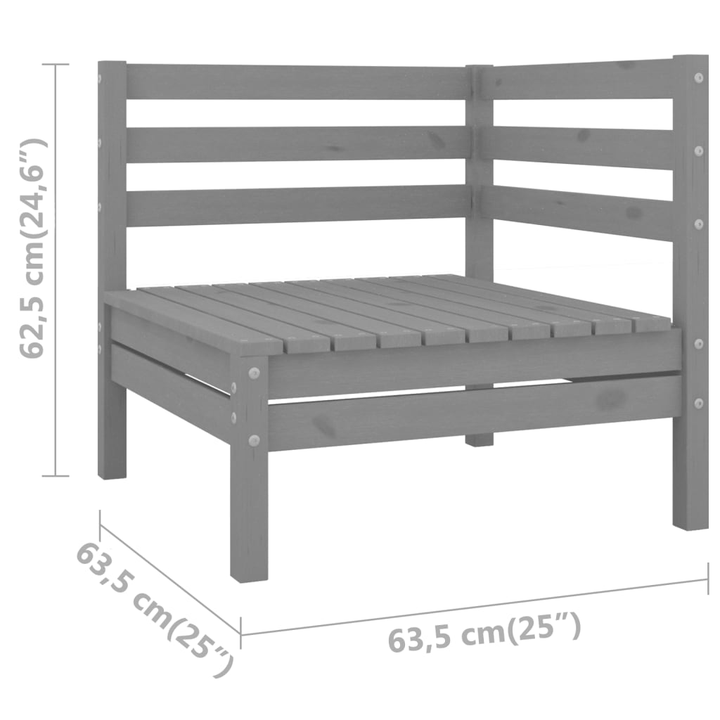 vidaXL Patio Corner Sofa Gray Solid Wood Pine