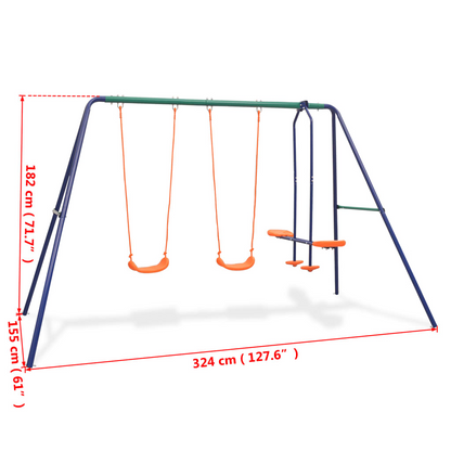 vidaXL Swing Set with 4 Seats Orange